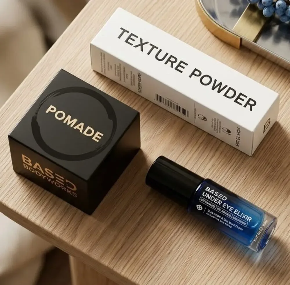 Based Body Works Textured Powder + Pomade + Under Eye Elixir 15ml Restores